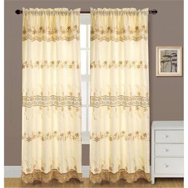 Rt Designers Collection RT Designers Collection PNA09805 Alisa Macrame 54 x 84 in. Rod Pocket Curtain Panel with Attached 18 in. Valance; Beige PNA09805 - main